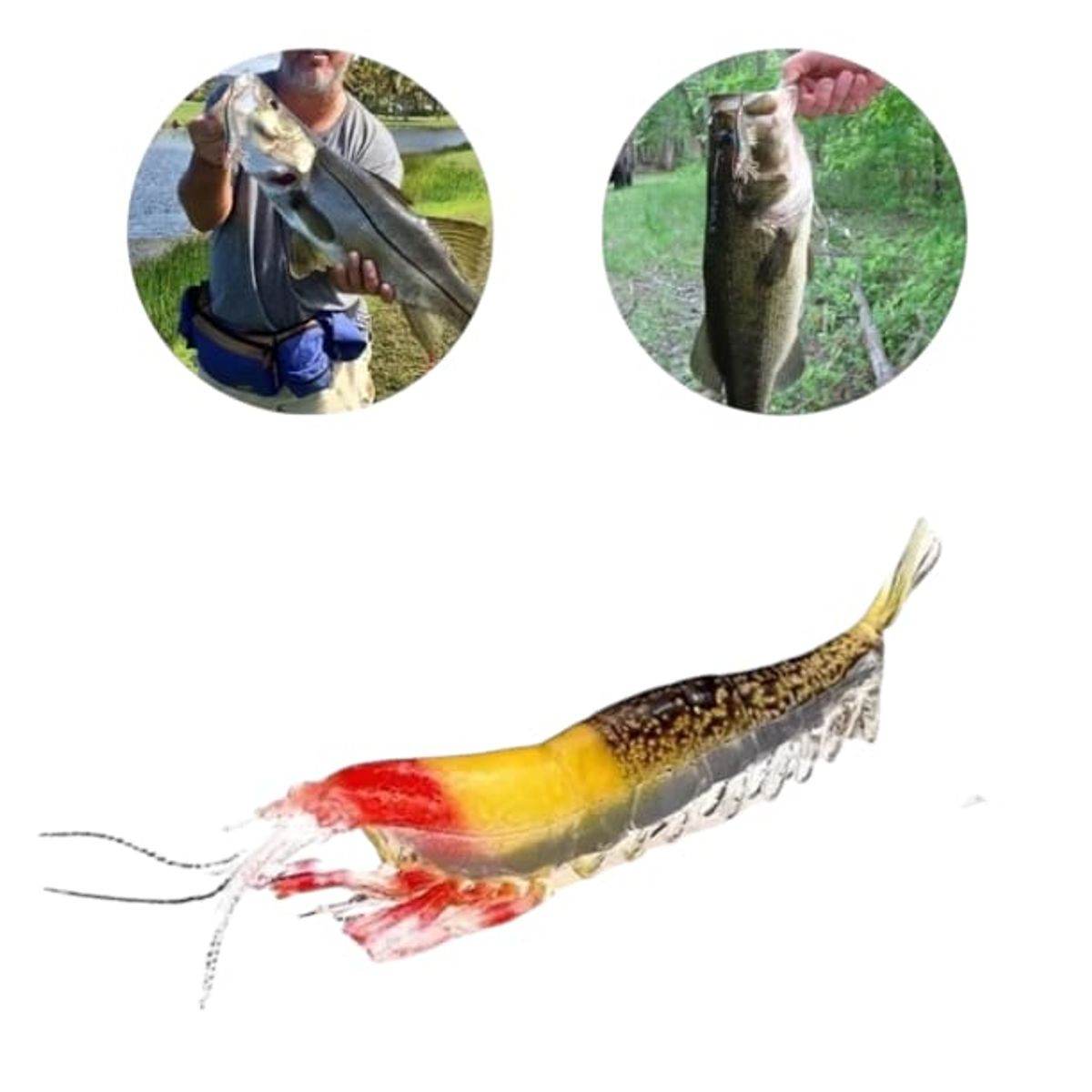 GENERICO - Set De 5 Señuelos Tipo Camarón Armados Con Anzuelo