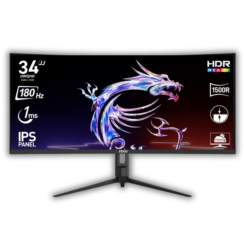 MSI - Monitor Gamer MSI 34 Curvo 180HZ Ultra Flat 1MS 3440x1440px