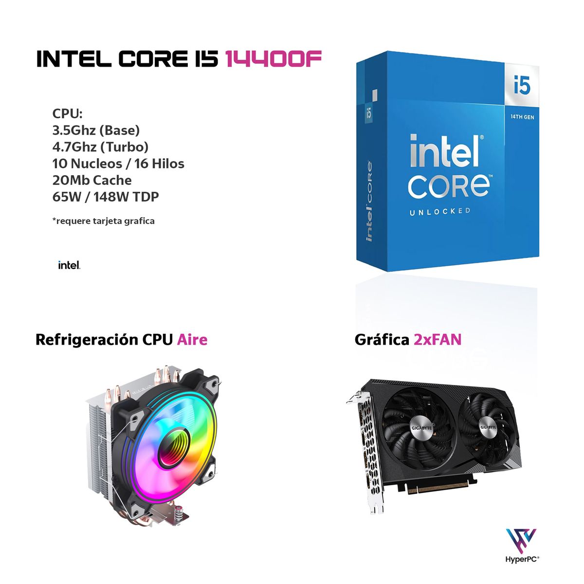 HYPERPC - PC GAMER INTEL CORE i5 14400 32Gb DDR5 2Tb RTX 5060 WiFi