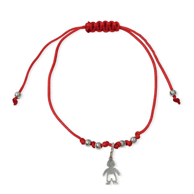 ANDREA COGGIOLA JOYAS - Pulsera Niño Calado Mini Plata Fina 925 Cordón Rojo