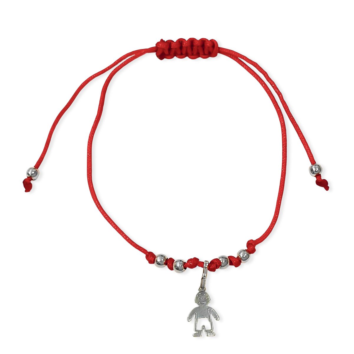 COGGIOLA - Pulsera Niño Calado Mini Plata Fina 925 Cordón Rojo