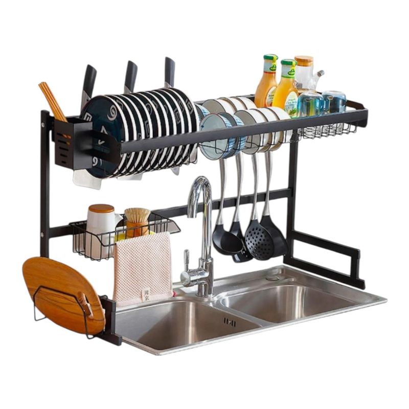 GENERICO - Secaplatos Escurridor de Loza Negro 85 cm