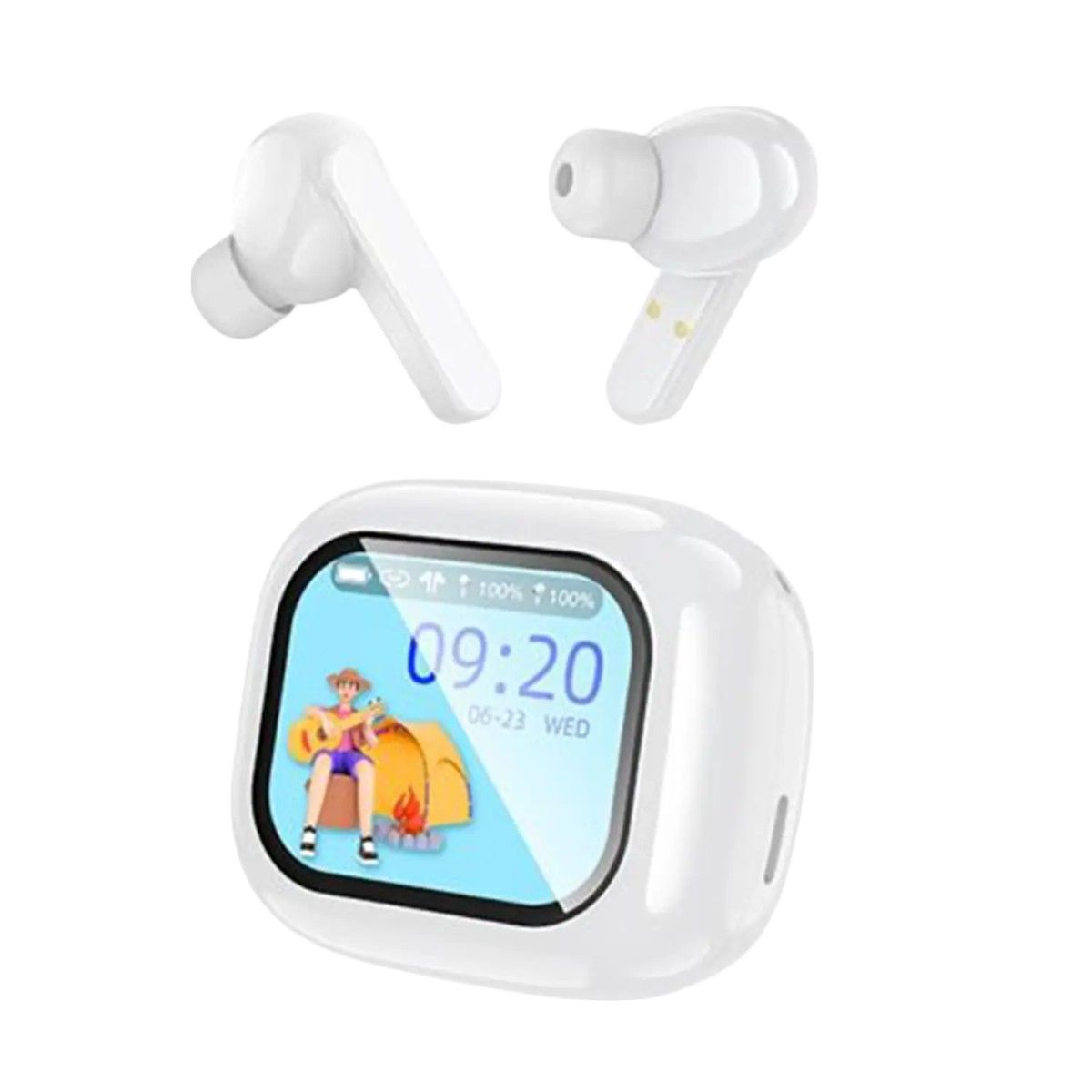 HOCO - Audífonos TWS Hoco DES53 Enthusiast Blanco  Pantalla IPX4 Menú Smart