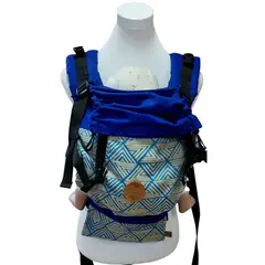 GENERICO - Mochila Portabebés Ergonómico Azul Rey Fular Geométrico