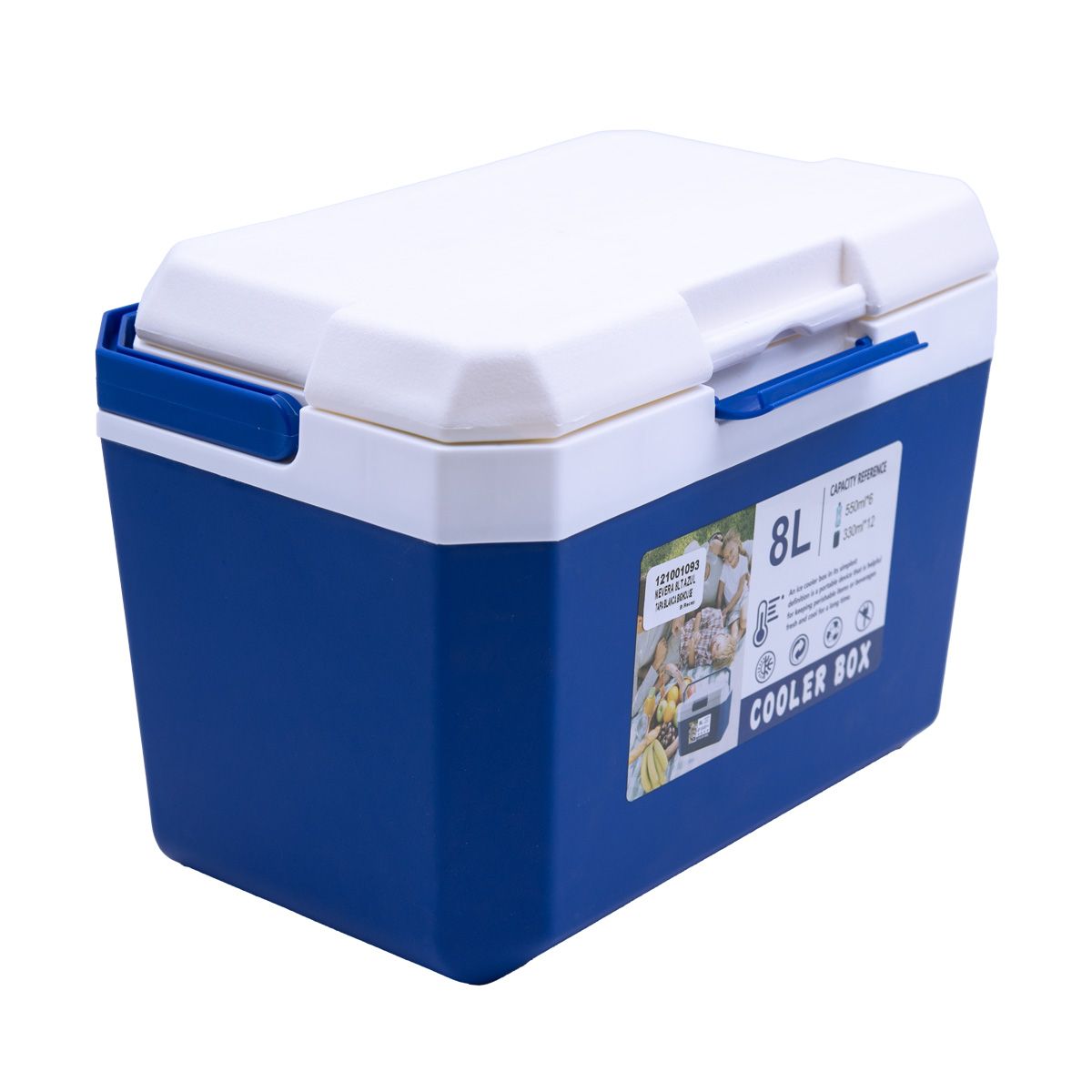 GENERICO - Cooler 8 litros azul tapa blanca