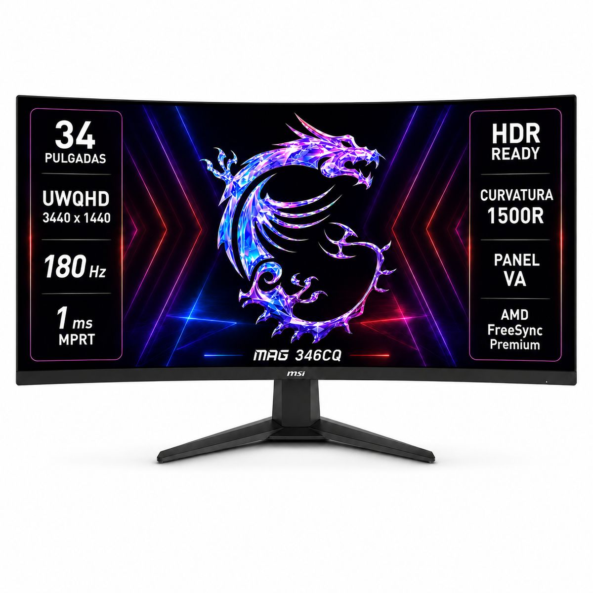 MSI - Monitor Gamer MSI 34 Curvo 180HZ Ultra Flat 1MS 3440x1440px
