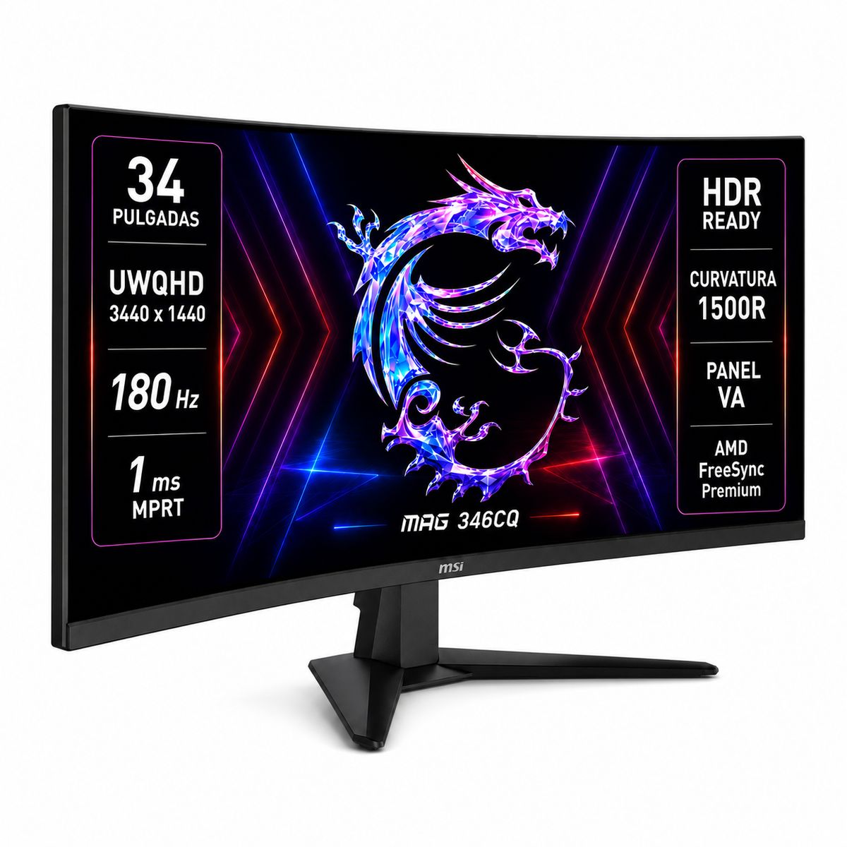 MSI - Monitor Gamer MSI 34 Curvo 180HZ Ultra Flat 1MS 3440x1440px