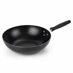 HOMESTAR - Wok antiadherente negro con mango 34 cm