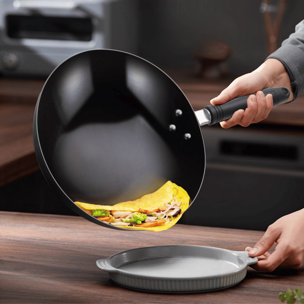 HOMESTAR - Wok Antiadherente con Mango - 36 cm