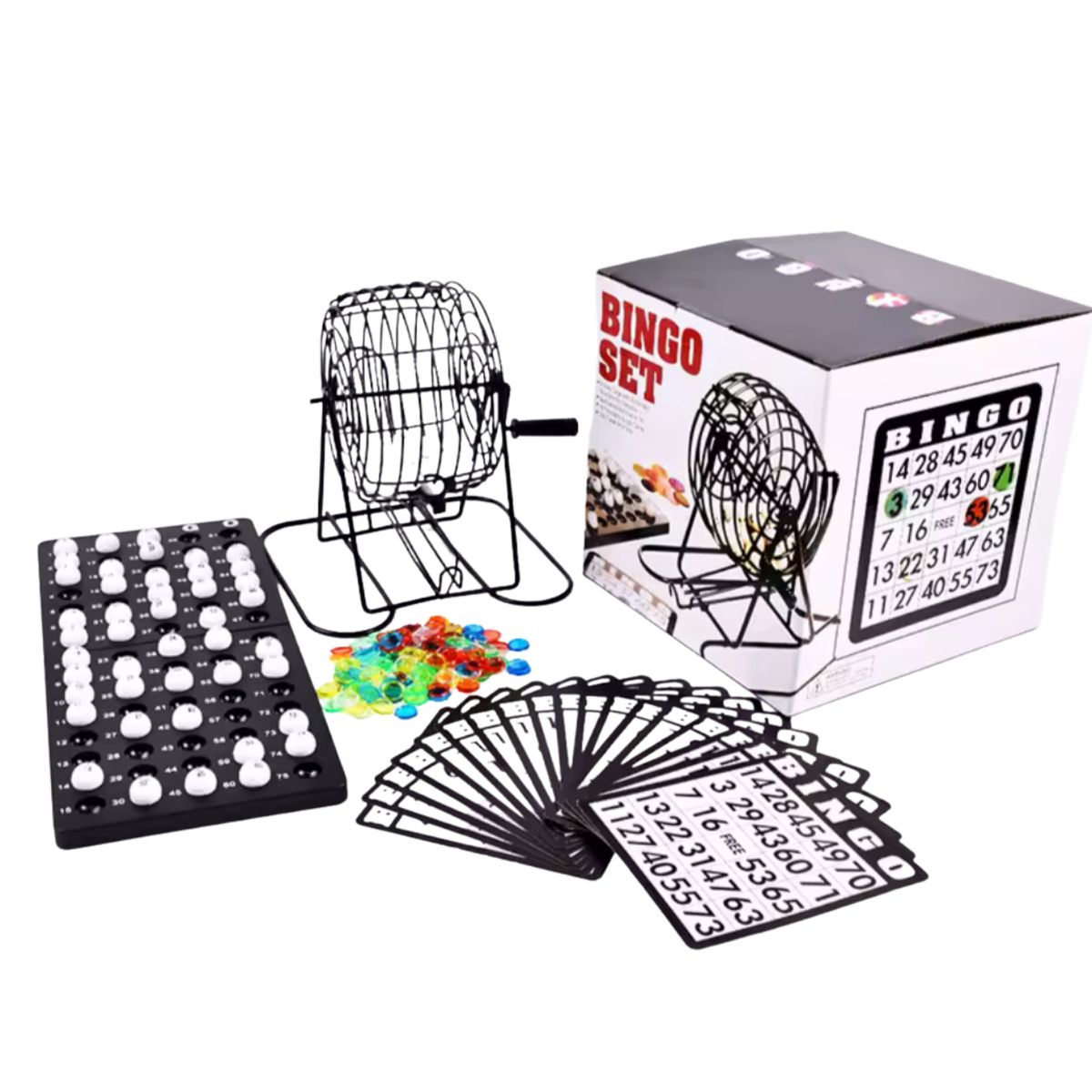 GENERICO - Set de Bingo Tómbola de Metal Resistente  + Cartones