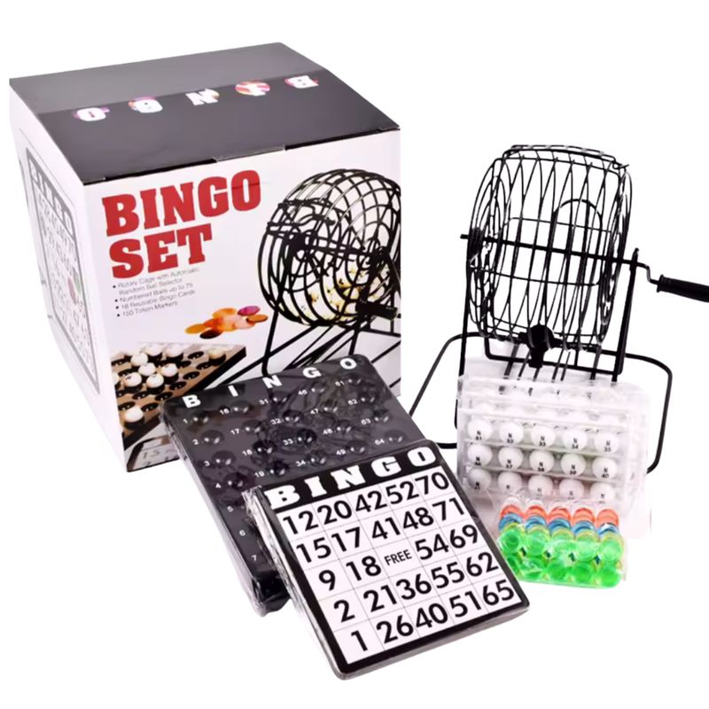 GENERICO - Set de Bingo Tómbola de Metal Resistente  + Cartones
