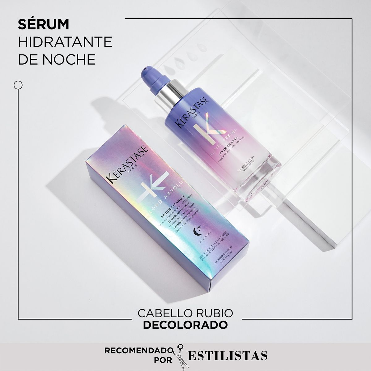 KERASTASE - Serum Nocturno Reparación Cabello Rubio O Decolorado Cicanuit Blond Absolu 90ml Kerastase