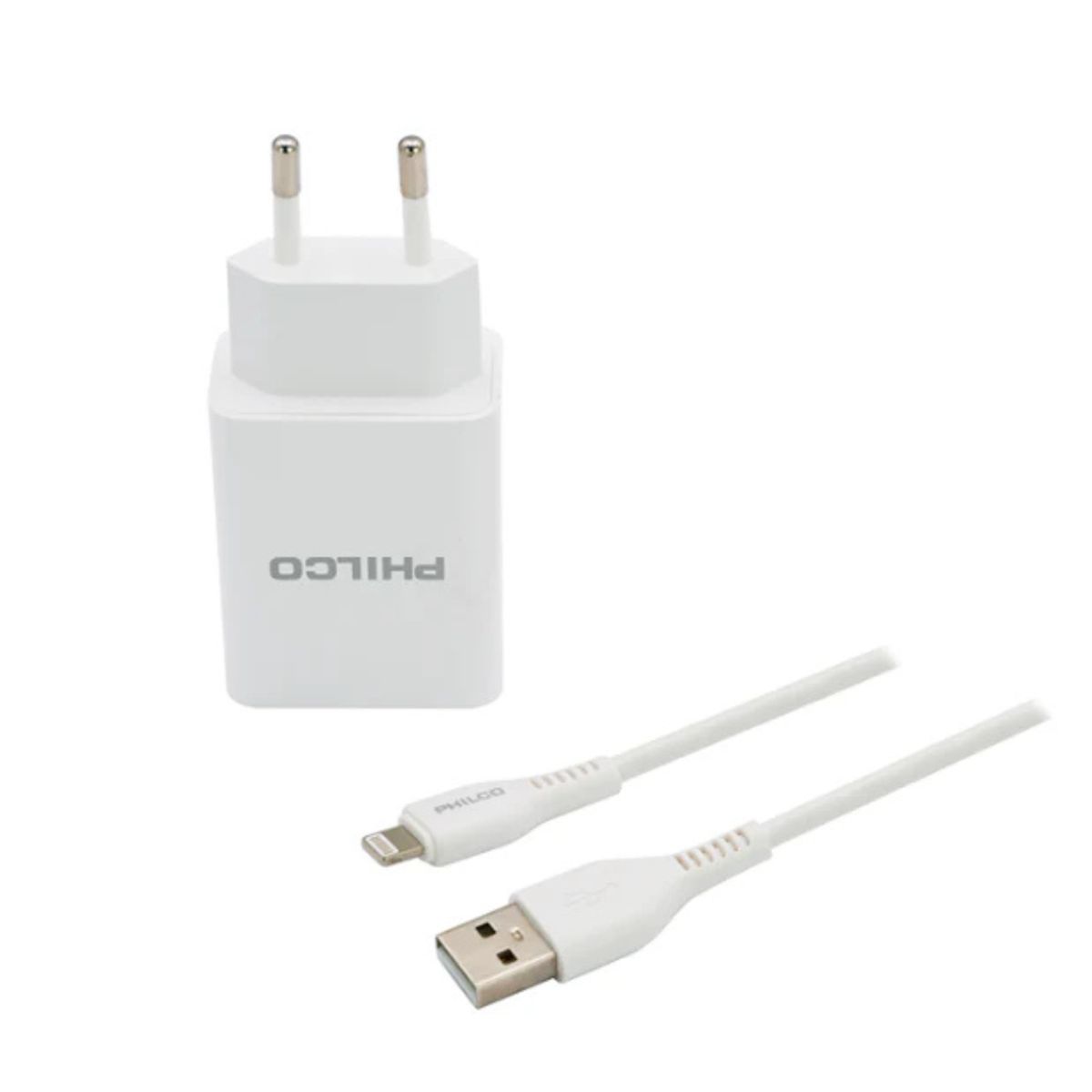 PHILCO - CARGADOR USB-A A LIGHTNING PHILCO CARGA RAPIDA R1090 BLANCO