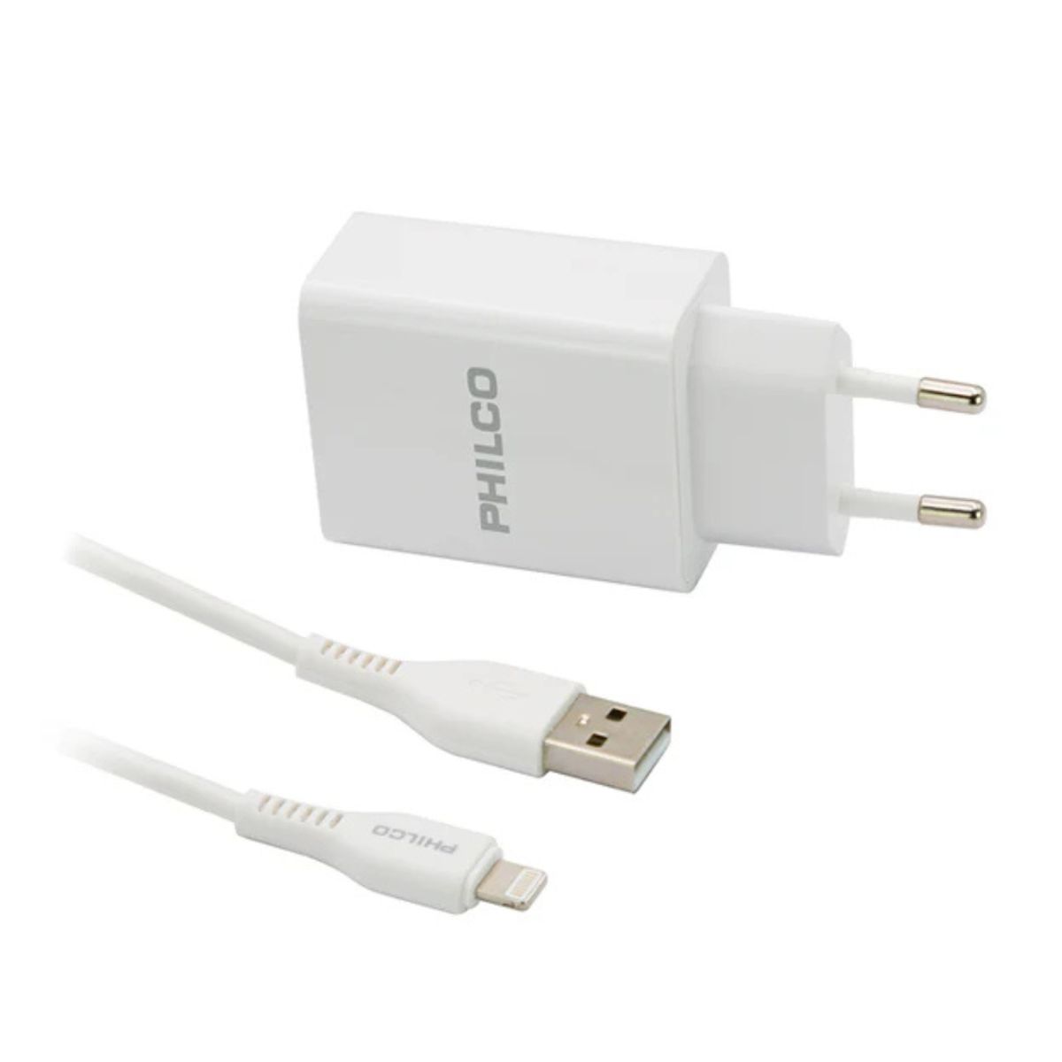 PHILCO - CARGADOR USB-A A LIGHTNING PHILCO CARGA RAPIDA R1090 BLANCO
