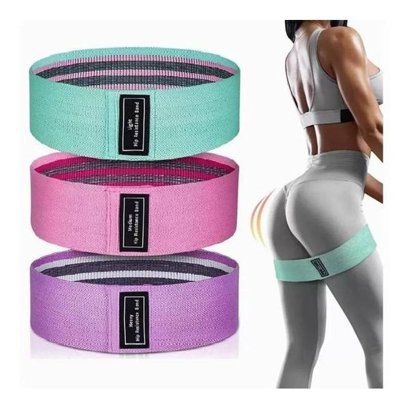 GENERICO - Set de 3 Bandas Elásticas Antideslizantes para Fitness