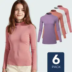 UTILISIMO - Pack 6 Camiseta Niña Juvenil Primera Capa Bambú Invierno Cuello Beatle Polera