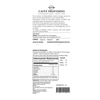 Imagen 2 del producto Café en grano De Luxe Bourbon Amarillo 250g Caffe Profondo