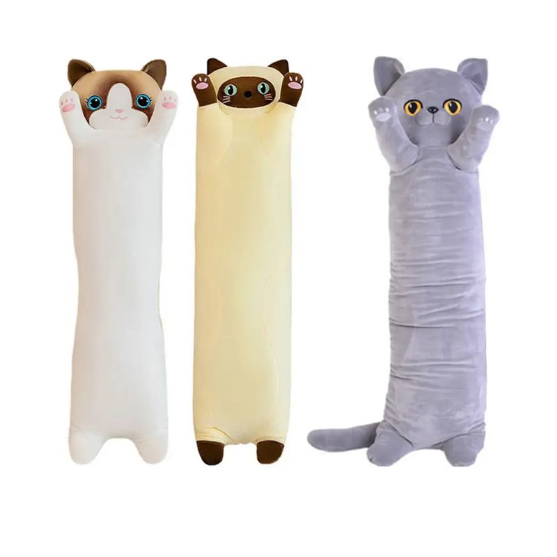 TOPSOC - Gatito De Peluche Almohada Cojín Kawaii Largo De 130 Cm