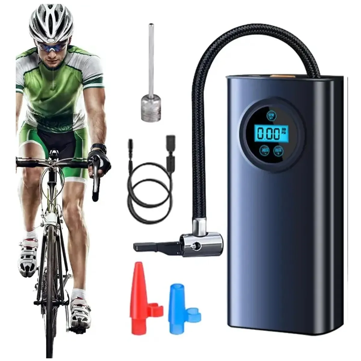 GENERICO - Inflador Digital Portátil 12V LCD y Batería Recargable