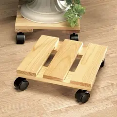 GENERICO - Base con ruedas De Madera Para Macetas - 30x30 Cm