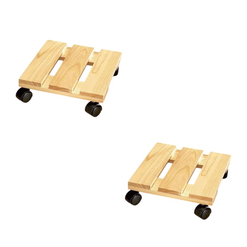GENERICO - 2 unidades Base con ruedas De Madera Para Macetas - 30x30 Cm