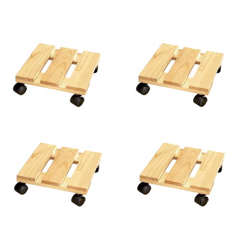 GENERICO - 4 Bases con ruedas De Madera Para Macetas - 30x30 Cm