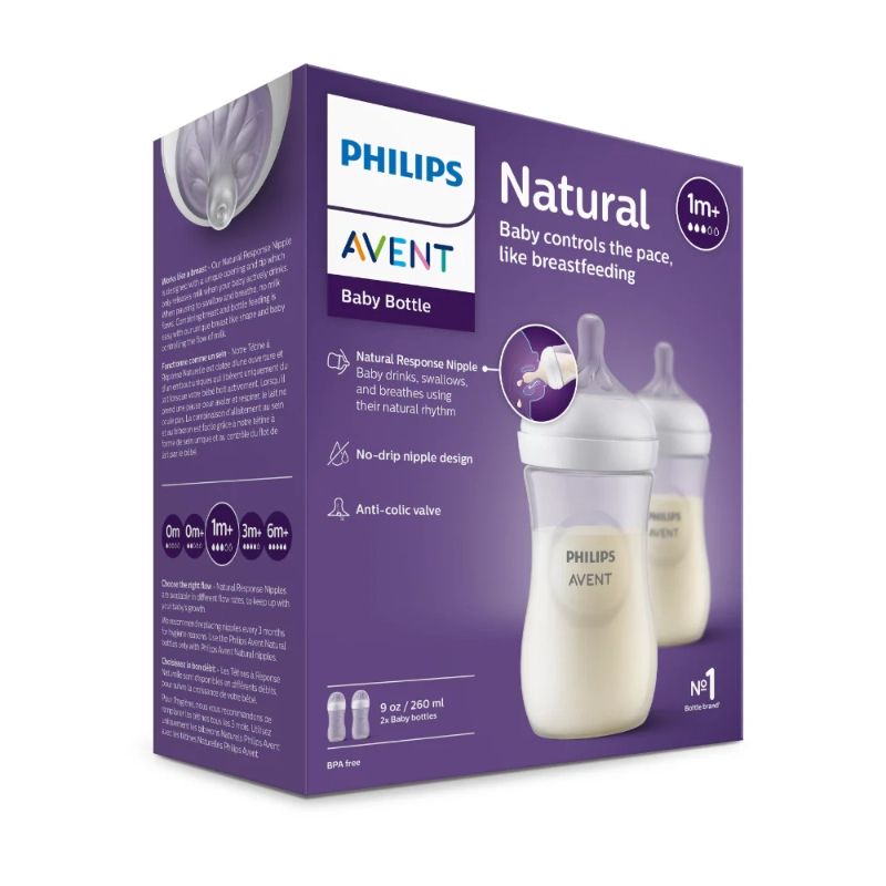 AVENT - Pack 2 Mamaderas Avent Natural Response 260ml 1m+