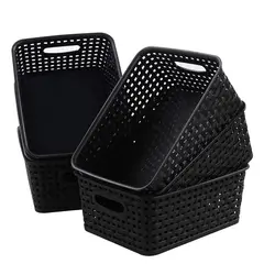 GENERICO - 6 Cestas De Plástico Gris Para Guardar Y Organizar Objetos-Negro