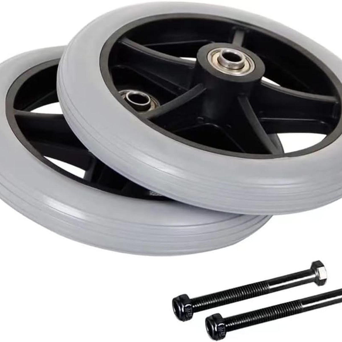 2 Ruedas Macizas 6'' Giratorias para Sillas de Ruedas - Resistentes, marca PUREPOWER - Foto Principal