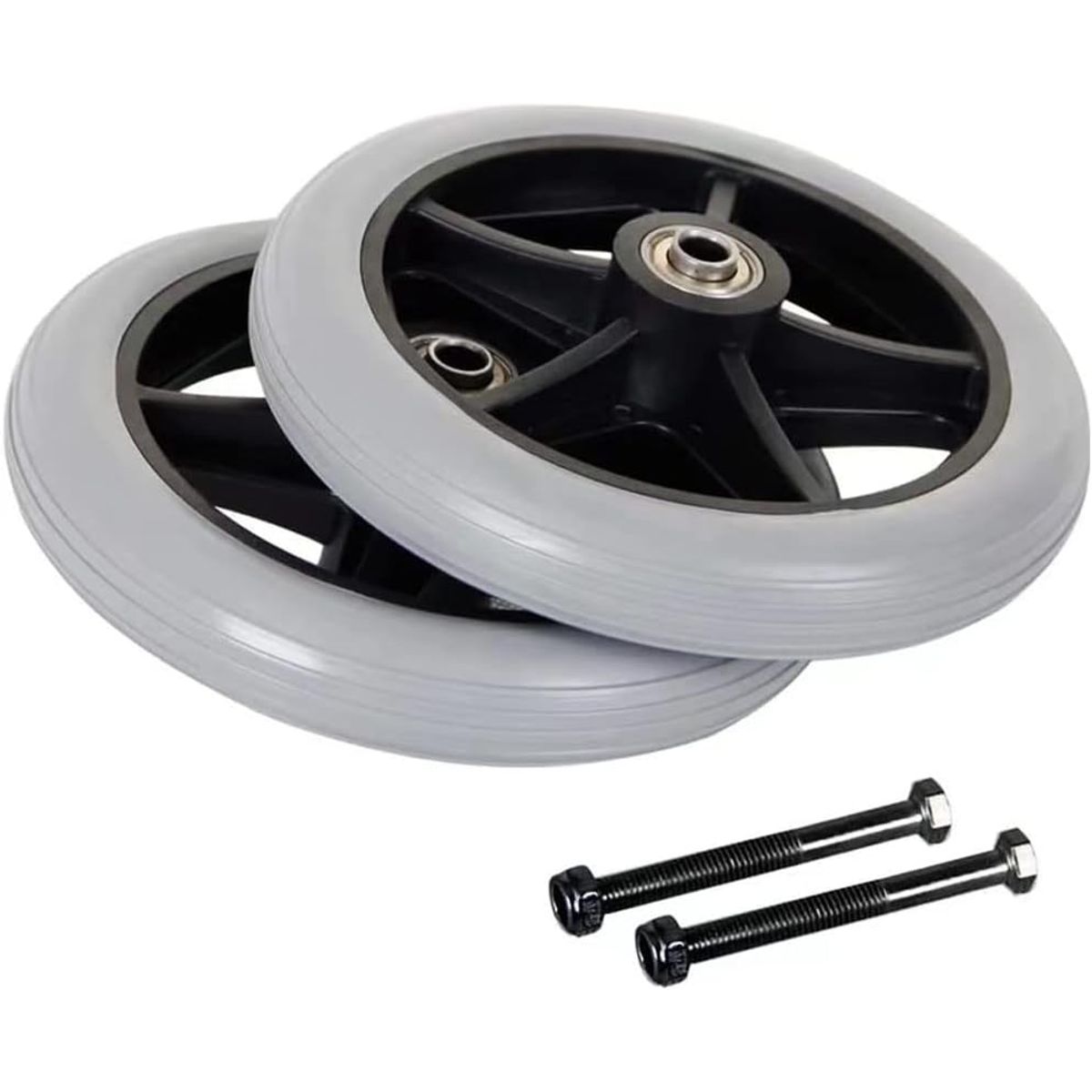 2 Ruedas Macizas 6'' Giratorias para Sillas de Ruedas - Resistentes, marca PUREPOWER - Foto Principal