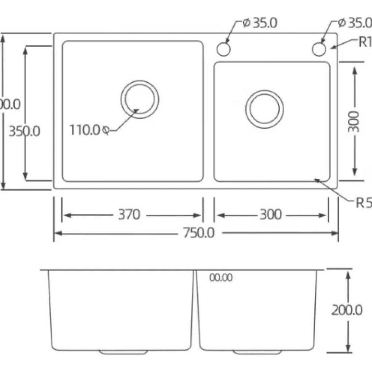 LABALAOS - Lavaplatos 75x40 Black Rejilla Dispensador Llave Juego