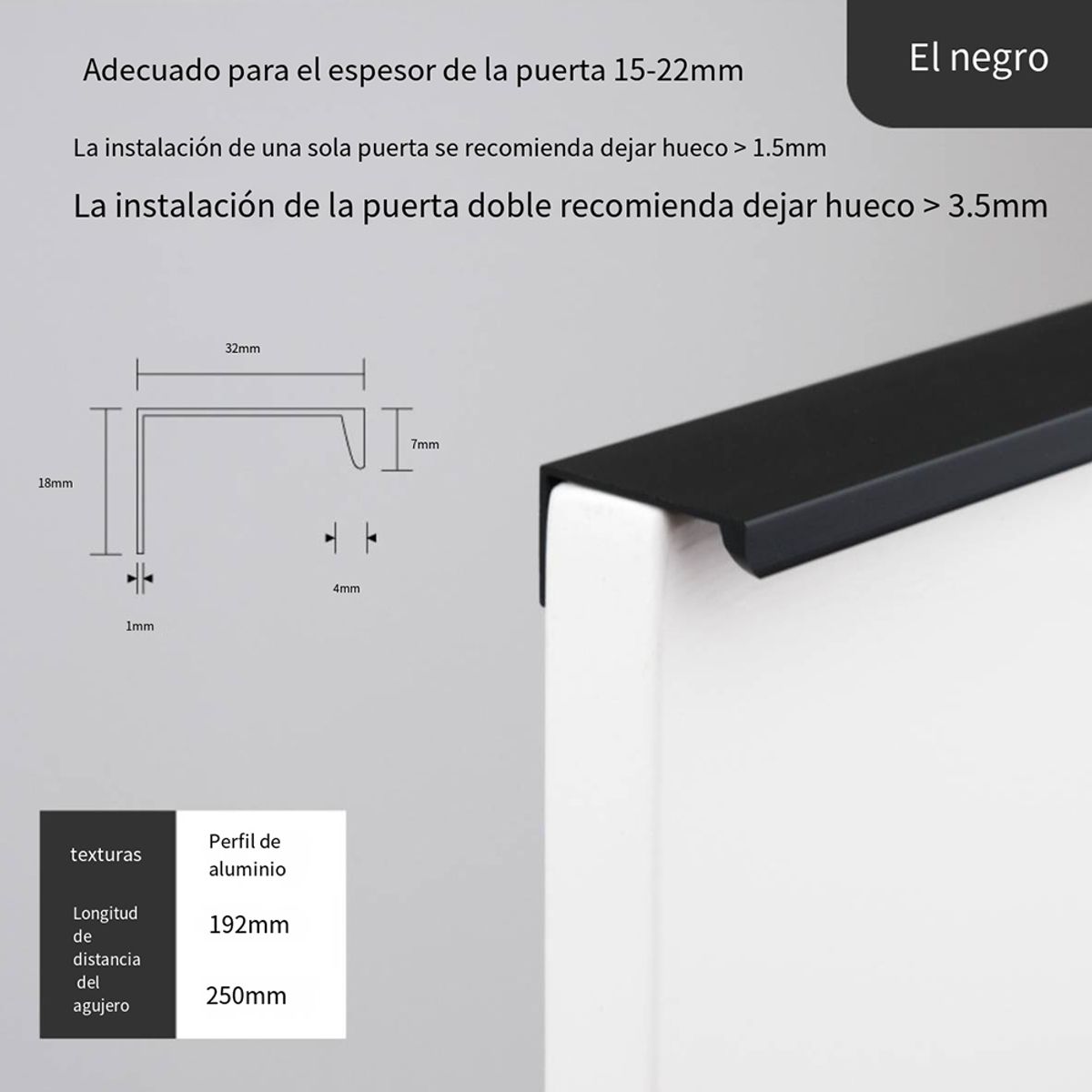 ATURE - 10 Pcs Cajón Oculto Tiradores Negro 25cm Con Tornillo