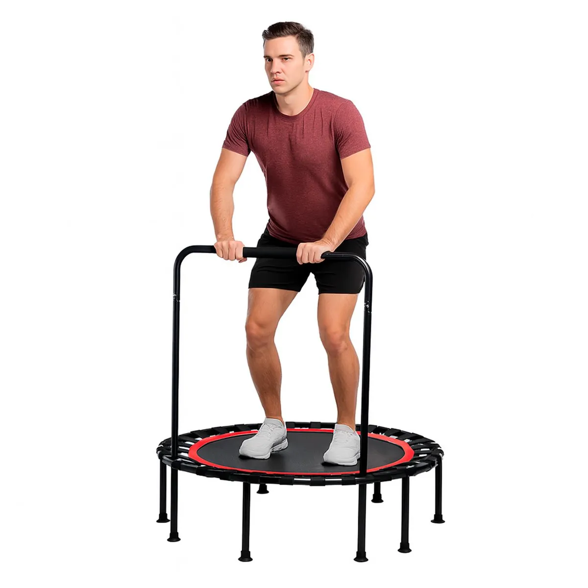 GLOBAL LATIN GROUP - Trampolín Fitness con Soporte, Ligas y Plegable 1 MT