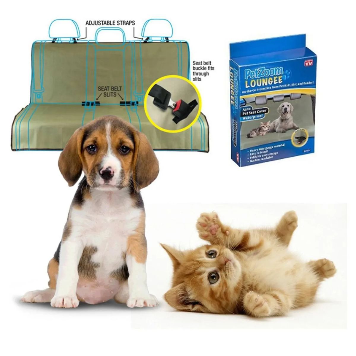 MOVI - FUNDA DOBLE CUBRE ASIENTO TRASERO DE AUTO PARA MASCOTAS