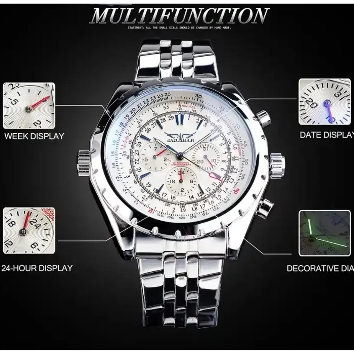 GENERICO - Reloj Deportivo para Hombre Movimiento Mecánico Calendario Completo