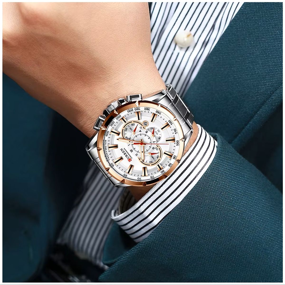 GENERICO - Reloj Cronógrafo para Hombre Deportivo Casual en Acero Inoxidable