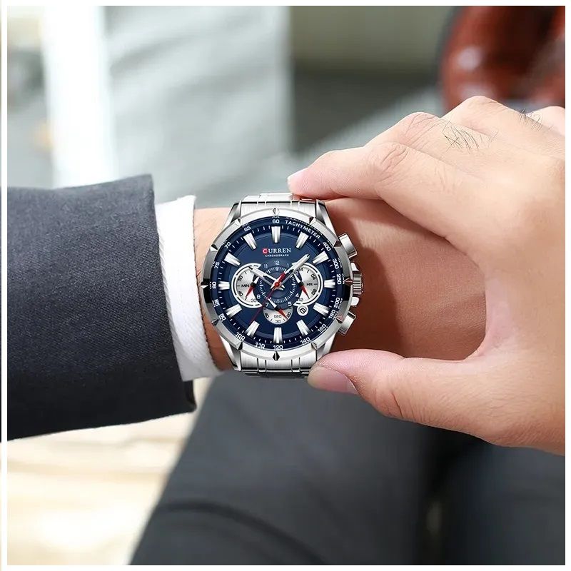 GENERICO - Reloj Cronógrafo para Hombre Deportivo Casual en Acero Inoxidable