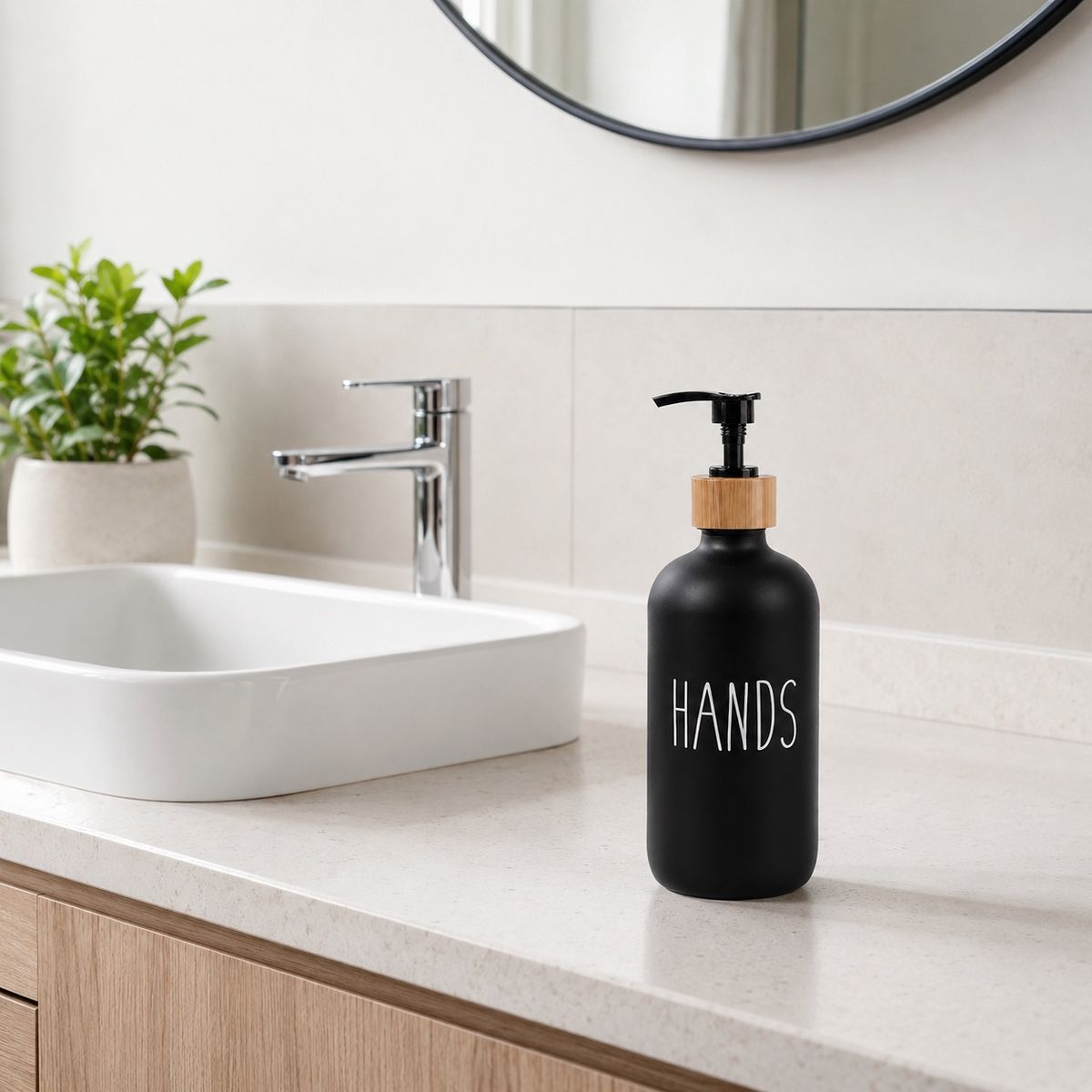 HOMESTAR - Dispensador de jabón hands 500 ml negro