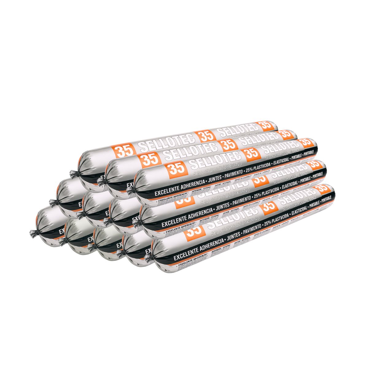 GENERICO - Kit 12 Sello Poliuretano Negro 600ml Sellotec PU3500
