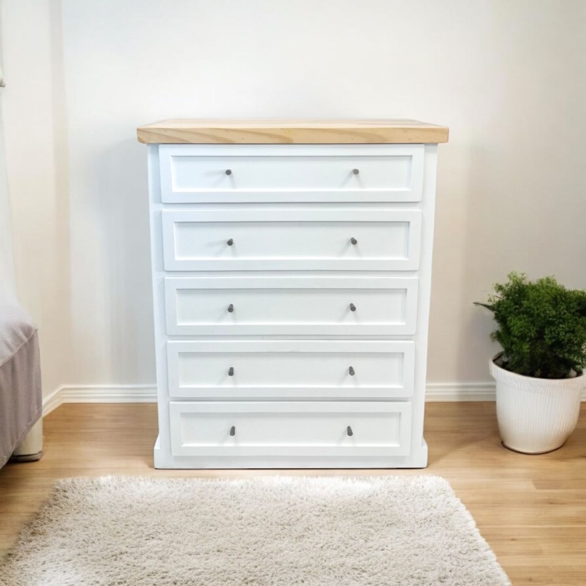 GENERICO - COMODA DE MADERA 5 CAJONES MGR MUEBLES