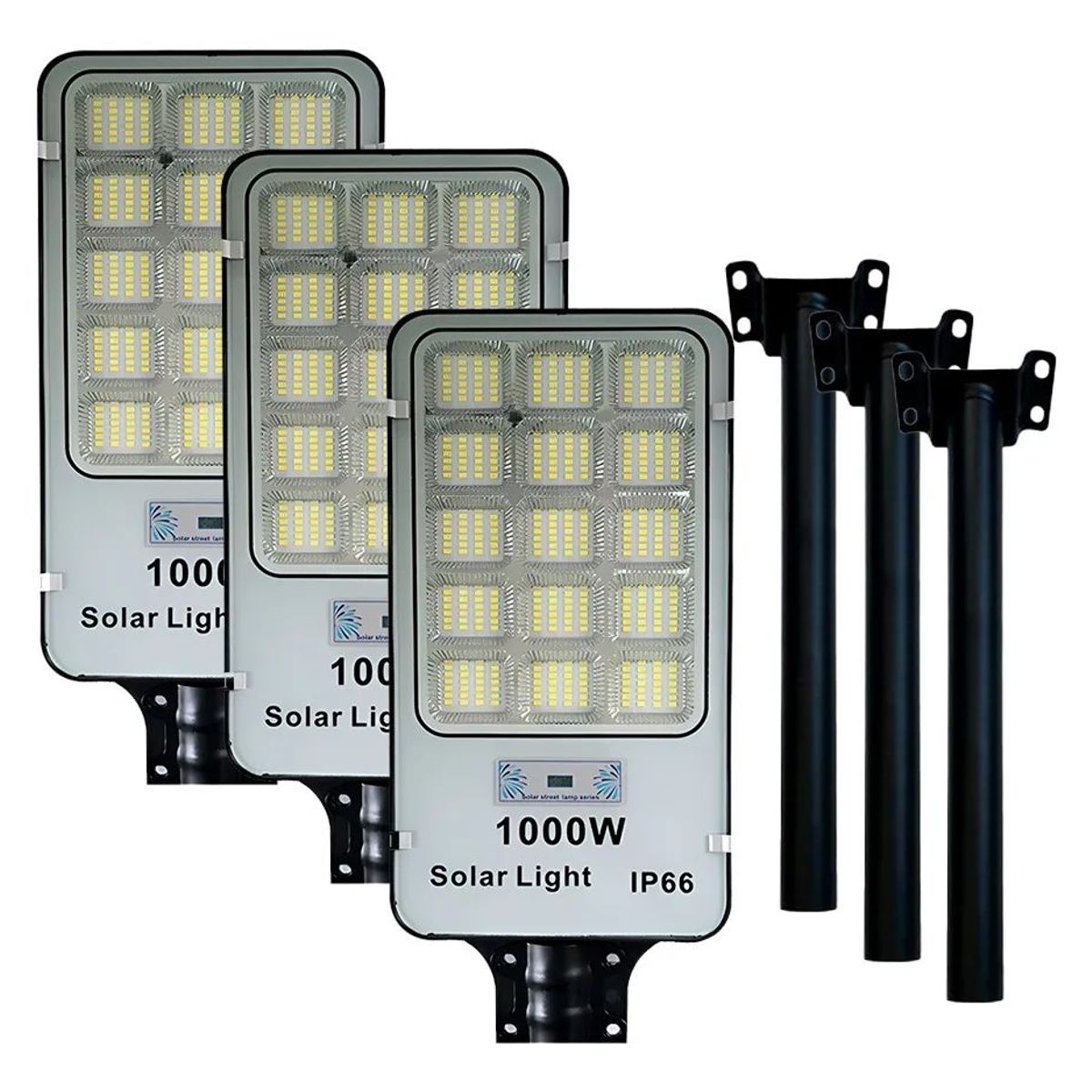 SHOP EHOME BAG - Pack X3 Focos Solares 1000w  Led Carcasa Negro Luz Blanco Frío