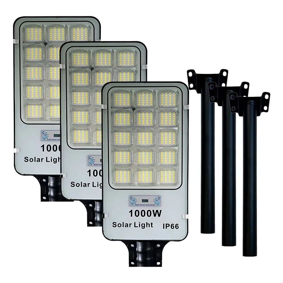 SHOP EHOME BAG - Pack X3 Focos Solares 1000w  Led Carcasa Negro Luz Blanco Frío