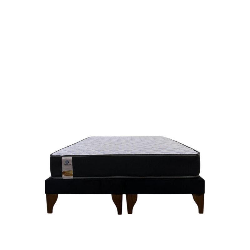 GENERICO - Cama Con Colchon Europea Negro 2 Plazas