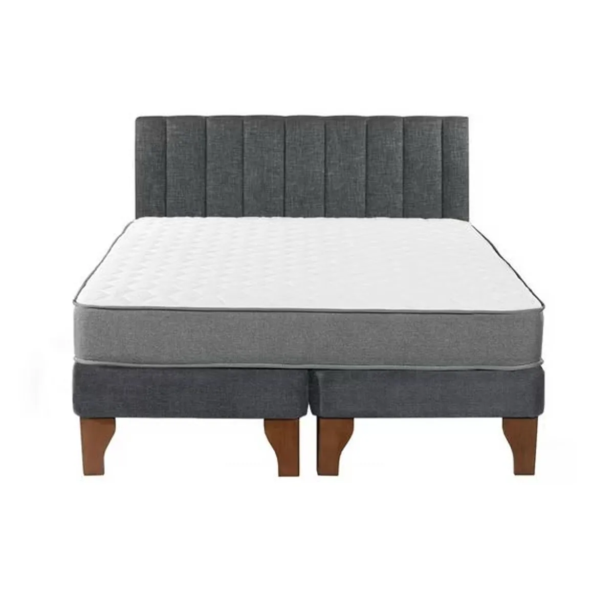 GENERICO - Cama Con Colchon Europea Gris 2 Plazas