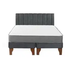 GENERICO - Cama Con Colchon Europea Gris 2 Plazas