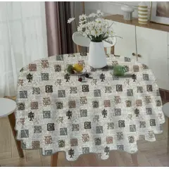 GENERICO - Mantel Redondo para Mesa Comedor - Diámetro 140 Cm Letras