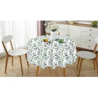 Mantel Redondo para Mesa Comedor 140 Cm Flores azules