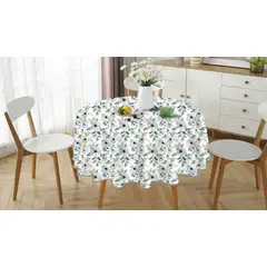 GENERICO - Mantel Redondo para Mesa Comedor 140 Cm Flores azules