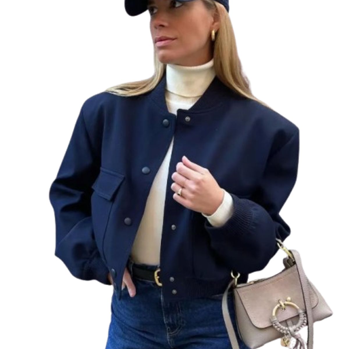 VELVET - Chaqueta Bria Bomber Cortaviento Azul Marino