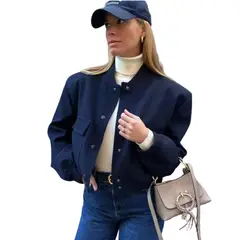 VELVET - Chaqueta Bria Bomber Cortaviento Azul Marino